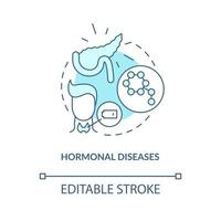 ícone do conceito de doenças hormonais. problemas de saúde humana. medicamento para tratamento. ajuda médica ilustração de linha fina de ideia abstrata. desenho de cor de contorno isolado vetor. curso editável vetor