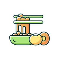 ícone de cor natto rgb. ilustração isolada do vetor. preparação de refeições pegajosas tradicionais. soja fermentada. alimentos de nutrição vegetariana. desenho de linha simples preenchido com ingredientes saudáveis vetor