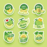 coleção de adesivos de frutas frescas de melão vetor