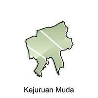 mapa do Kejuruan muda cidade moderno contorno, Alto detalhado vetor ilustração Projeto modelo, adequado para seu companhia