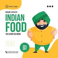 design de banner de modelo de comida indiana orgânica e saudável vetor