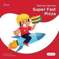 design de banner de serviço de entrega super rápida de modelo de pizza vetor