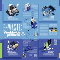 lixo eletrônico problema infográficos vetor