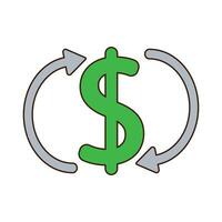 dólar símbolo com Setas; flechas ícone sobre branco fundo. colorida Projeto. vetor ilustração