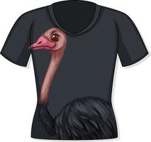 frente da camiseta com estampa de avestruz vetor