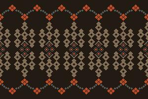 étnico geométrico tecido padronizar Cruz ponto.ikat bordado étnico oriental pixel padronizar Castanho fundo. resumo,vetor,ilustração. textura,vestuário,quadro,decoração,motivos,seda papel de parede. vetor