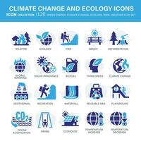 clima mudar, ecologia, verde energia, parque e clima ícone definir. contendo global aquecimento, renovável energia, estufa, Derretendo gelo, terra poluição, ao ar livre atividade. plano vetor ilustração