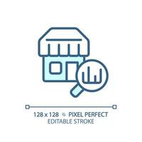 pixel perfeito editável azul saída ícone, isolado vetor, produtos gestão fino linha ilustração. vetor