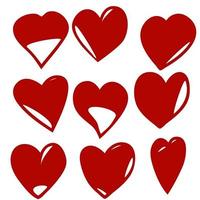 conjunto de ícones de coração vermelho isolado no fundo branco vetor