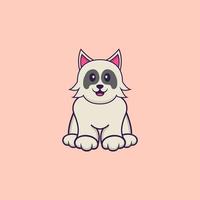 cachorro bonito está sentado. conceito de desenho animado animal isolado. pode ser usado para t-shirt, cartão de felicitações, cartão de convite ou mascote. estilo cartoon plana vetor