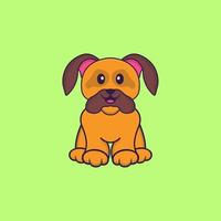 cachorro bonito está sentado. conceito de desenho animado animal isolado. pode ser usado para t-shirt, cartão de felicitações, cartão de convite ou mascote. estilo cartoon plana vetor