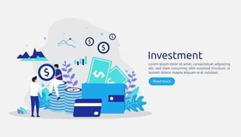 conceito de investimento empresarial. gráfico gráfico de retornos sobre o investimento. crescimento financeiro ascendendo ao sucesso. modelo de página de destino da web, banner, apresentação, mídia social e impressa. ilustração vetorial vetor