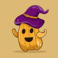 personagem fofa do dia das Bruxas abóbora outono símbolo. plano Projeto. dia das Bruxas assustador abóbora com sorriso, feliz face. laranja abóbora silhueta isolado em fundo vetor