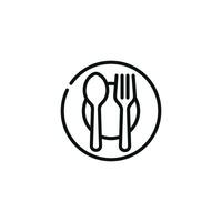restaurante linha ícone isolado em branco fundo. garfo, colher, e prato ícone vetor