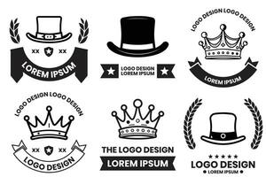 chapéu e coroa logotipo dentro plano linha arte estilo vetor