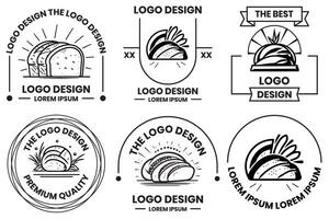 pão fazer compras logotipo dentro plano linha arte estilo vetor