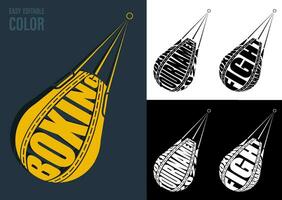 volumétrico cartas com nome boxe, lutar, torneio em fundo do Esportes boxe soco bolsa. elemento para impressão e Projeto do Esportes competições. isolado vetor