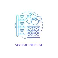 2d gradiente vertical estrutura ícone representando vertical agricultura e hidroponia conceito, isolado vetor, fino linha ilustração. vetor