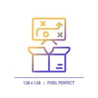 pixel perfeito gradiente desempenho método ícone, isolado vetor, produtos gestão fino linha ilustração. vetor