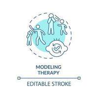 2d editável modelagem terapia azul fino linha ícone conceito, isolado vetor, monocromático ilustração representando comportamental terapia. vetor