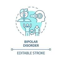 2d editável bipolar transtorno azul fino linha ícone conceito, isolado vetor, monocromático ilustração representando comportamental terapia. vetor