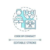 editável código do conduta azul ícone conceito, isolado vetor, pressão governo fino linha ilustração. vetor