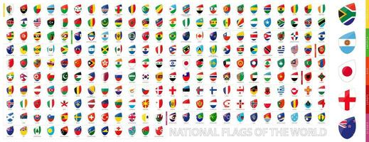 todos oficial nacional bandeiras do a mundo dentro rúgbi estilo. grande rúgbi ícone definir. vetor