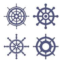 silhuetas do mar timoneiros. uma conjunto do direção rodas vetor