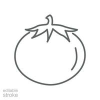 tomate ícone, vegetal. suculento vegetal com folha. orgânico brilhante vermelho cereja tomate. natureza fresco vegetariano Comida. esboço estilo. editável AVC. vetor ilustração Projeto em branco fundo eps 10