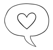 ilustração em vetor desenho animado do símbolo do coração dentro do balão de fala