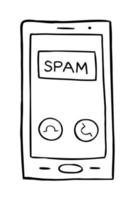 ilustração em vetor desenho animado de chamada de spam no smartphone