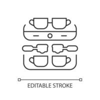 ícone linear de máquina de café profissional. máquina de café expresso. aparelho profissional de cafeteria. ilustração personalizável de linha fina. símbolo de contorno. desenho de contorno isolado do vetor. curso editável vetor