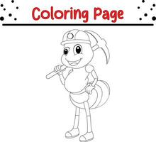 fofa formiga coloração página para crianças vetor