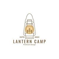 logotipo lanterna floresta acampamento vetor símbolo minimalista ilustração Projeto