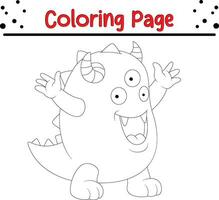 fofa desenho animado monstro coloração página. crianças Preto e branco ilustração. vetor