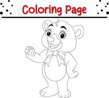 fofa Urso coloração página para crianças. feliz animal coloração livro para crianças. vetor