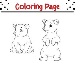 fofa Urso coloração página para crianças. feliz animal coloração livro para crianças. vetor