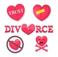 separação de casal, conjunto de ícones de vetor de divórcio