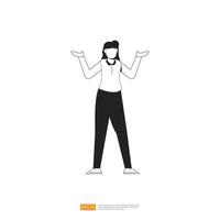 mulher de negócios ou jovem trabalhador pose de personagem com gesto de mão em estilo simples ilustração vetorial isolada vetor