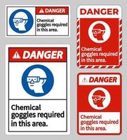 sinal de perigo óculos de proteção química necessários nesta área vetor