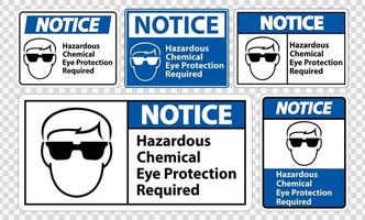 aviso de proteção química para os olhos de produtos químicos perigosos, sinal de símbolo isolado em fundo transparente, ilustração vetorial vetor