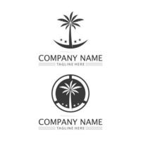 palm tree summer logo template caribbean sunset beach e ocean wave tropical vetor