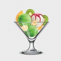 ilustração em vetor composição transparente sorvete de frutas