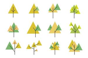 conjunto do plano geométrico árvores, triângulo poli árvore, plantar. vetor ilustração