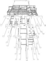 3d ilustração do industrial construção vetor