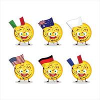 mexicano pizza desenho animado personagem trazer a bandeiras do vários países vetor