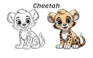fofa guepardo animal coloração livro ilustração pró vetor