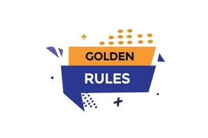 Novo dourado regras moderno, local na rede Internet, clique botão, nível, sinal, discurso, bolha bandeira, vetor