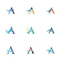 uma carta onda logotipo modelo vetor ilustração