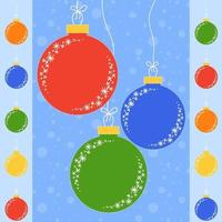 conjunto de bolas de brinquedos de árvore de Natal isoladas coloridas planas nas cordas. estilo simples. vetor
